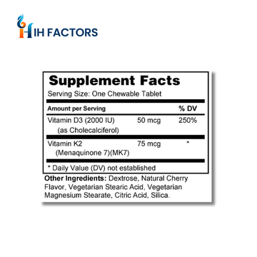 Vitamin D3 & K2 Kids Chewables Supplement Facts - IHFactors