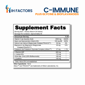 IH Factors C-Immune supplement facts label.