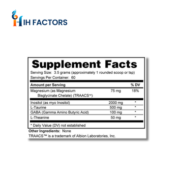 IH Factors Chill-Factors supplement facts label.