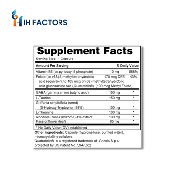 IH Factors Cogni-Calm supplement facts label.