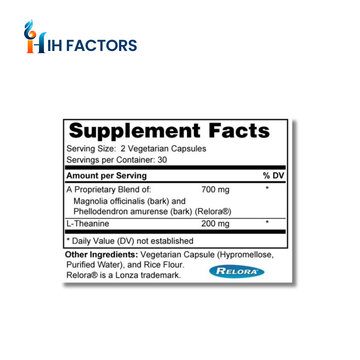 IH Factors Cortisol-Reset-Factors supplement facts label.