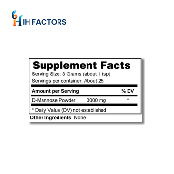 IH Factors D-Mannose supplement facts label.