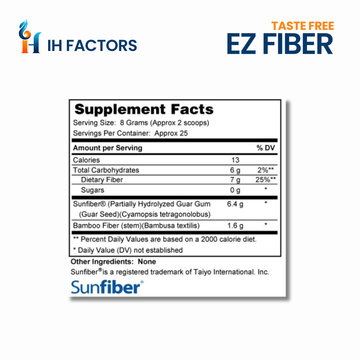 IH Factors  EZ-Fiber  supplement facts label.