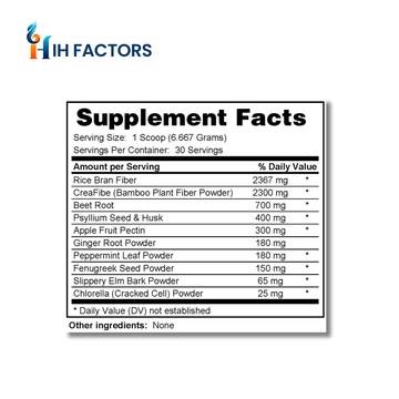 IH Factors Fiber-Complete-Powder supplement facts label.