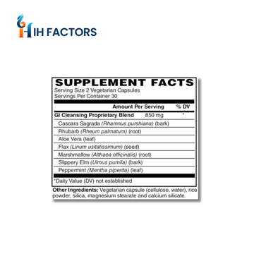 IH Factors GI-Cleanse-Factors supplement facts label.