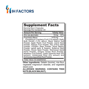 IH Factors GI-Defense-Factors supplement facts label.