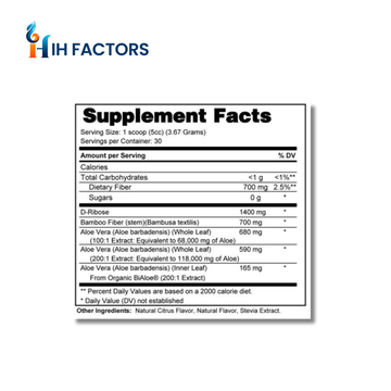 IH Factors GI-Energy supplement facts label.