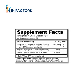 IH Factors GI-Reset supplement facts label.