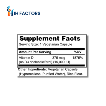 IH Factors High-Potency-VitaminD3 supplement facts label.