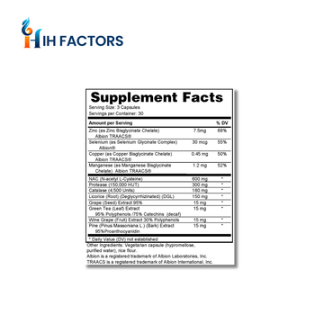 IH Factors Immune-Complex-Factors supplement facts label.