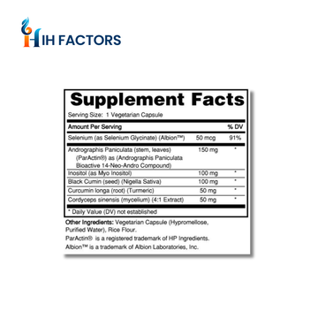 IH Factors Immune-Factors supplement facts label.