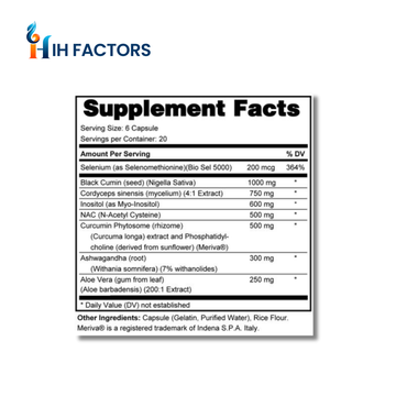 IH Factors Immune-ReBalance supplement facts label.