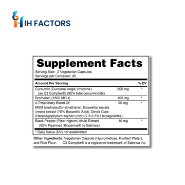 IH Factors Inflama-Aid supplement facts label.