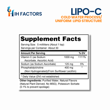 IH Factors Lipo-C supplement facts label.