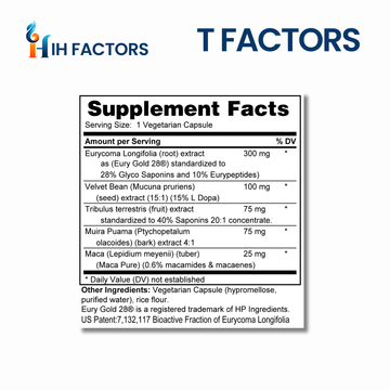 IH Factors T-Factors supplement facts label.