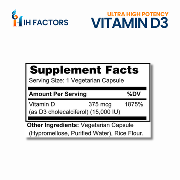 IH Factors Ultra-High-Potency-Vitamin-D3 supplement facts label.