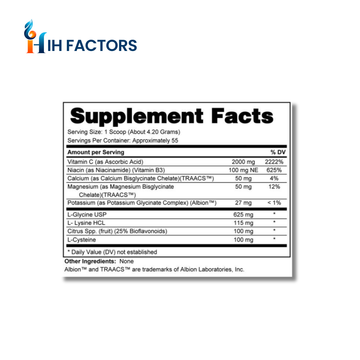 IH Factors C-Immune supplement facts label.