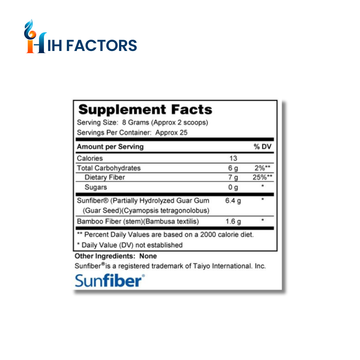 IH Factors EZ-Fiber supplement facts label.