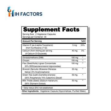 IH Factors Estro-Clear-Factors supplement facts label.