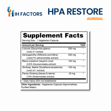 IH Factors HPA-Restore supplement facts label.