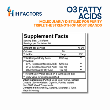 IH Factors O3-Fatty-Acids supplement facts label.